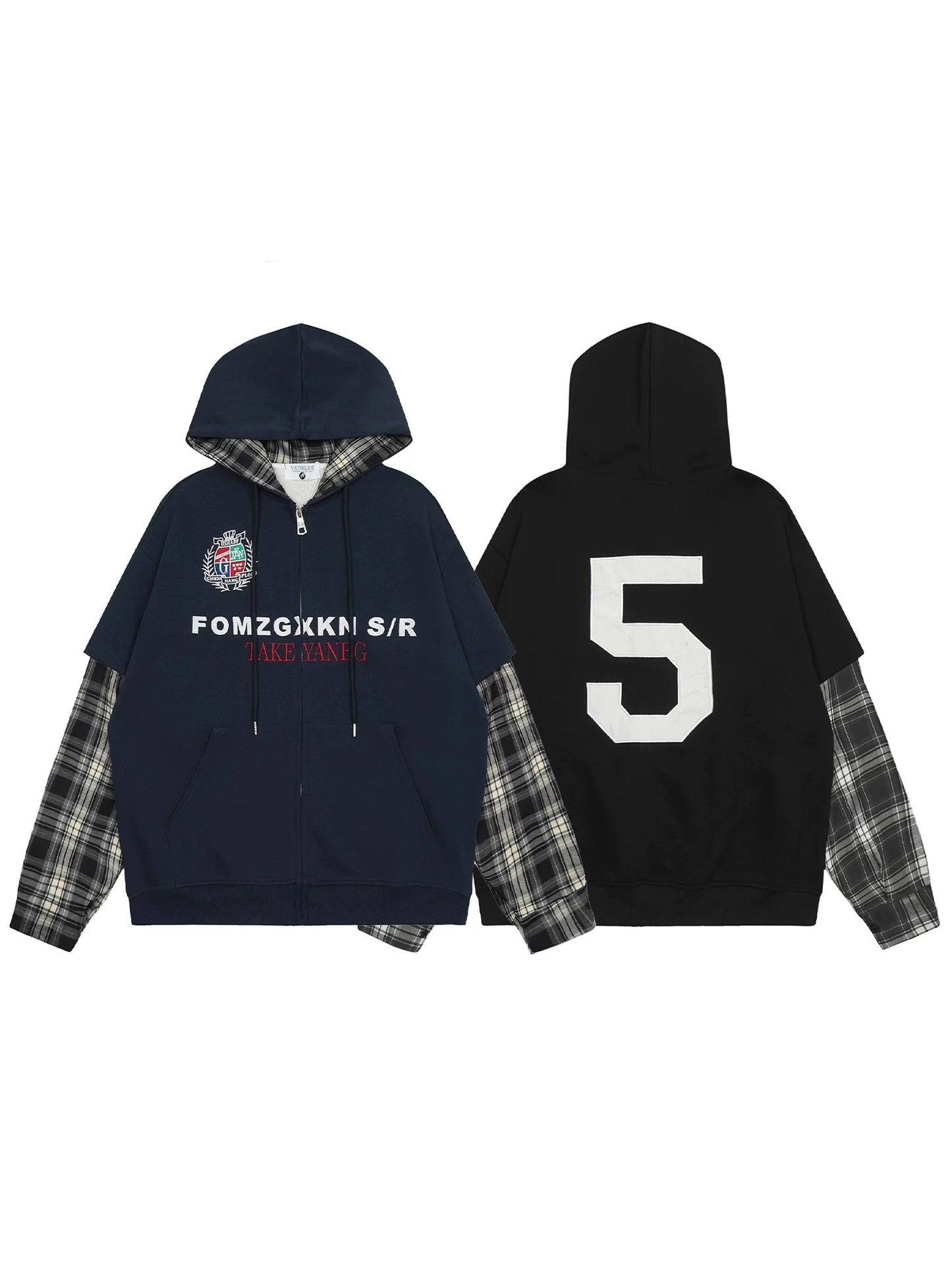 [ZPXO Select] Check Shirt Layered Hoodie