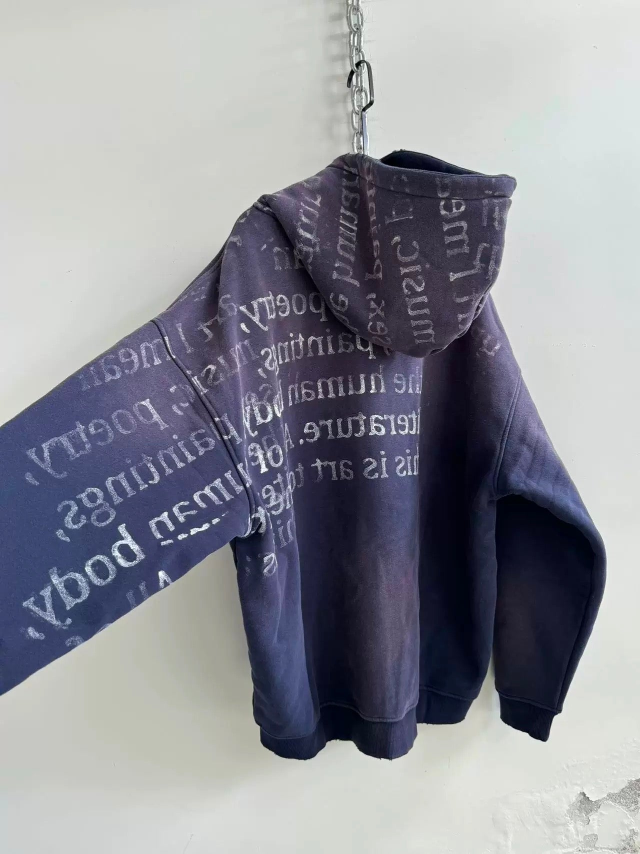 [Hell System] Multiple Slogan Sprayed Zip Hoodie