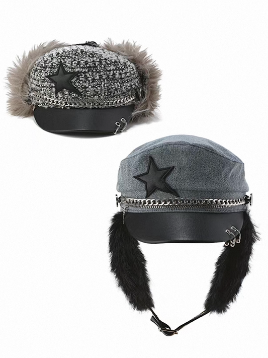 [GENZERO] Washed Denim Rivet Earmuff Hat