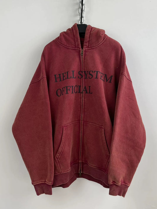 [Hell System] Red Hell System Official Zip Hoodie