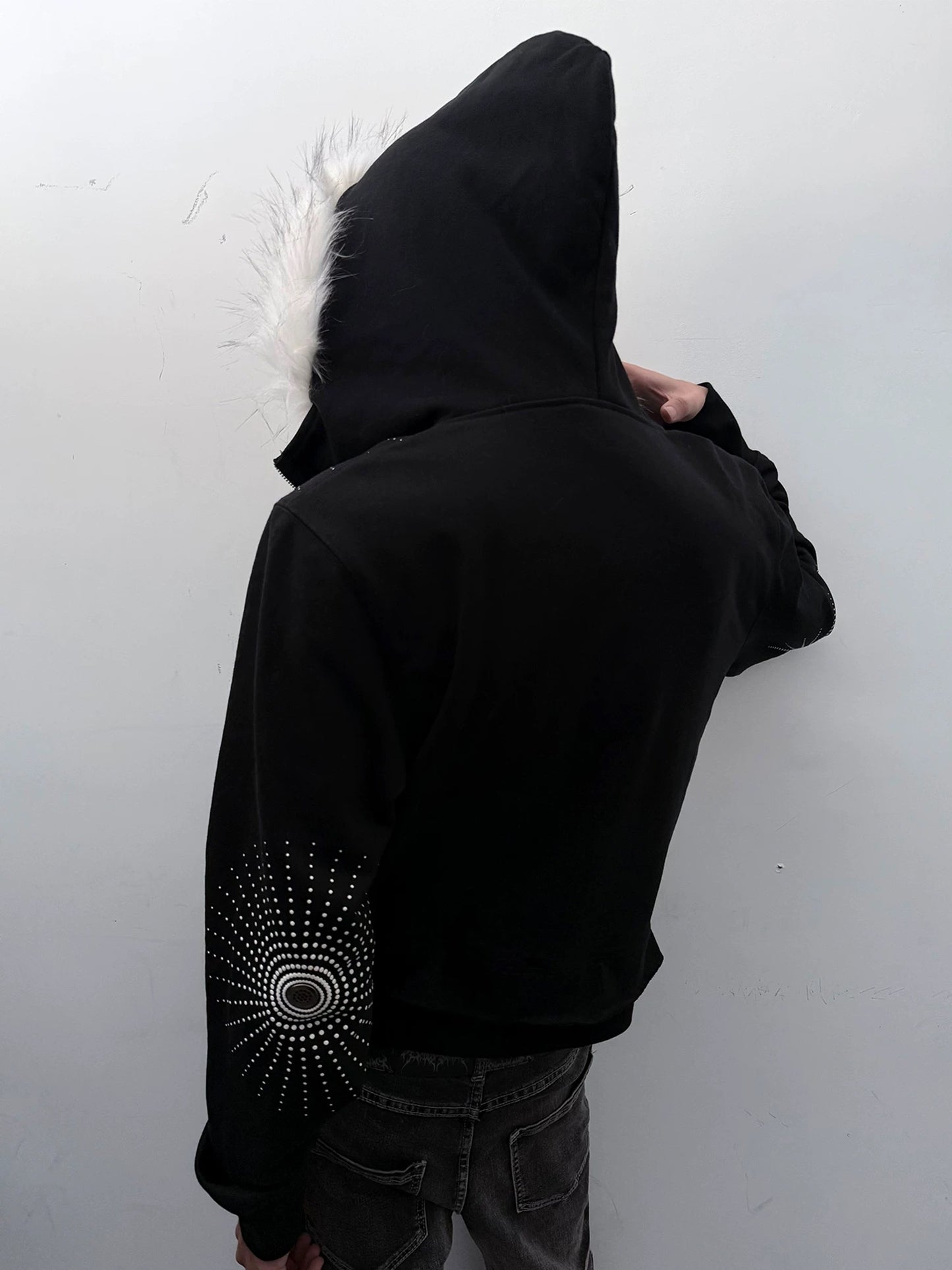 [PAIKI] Firework Faux Fur Hooded Jacket