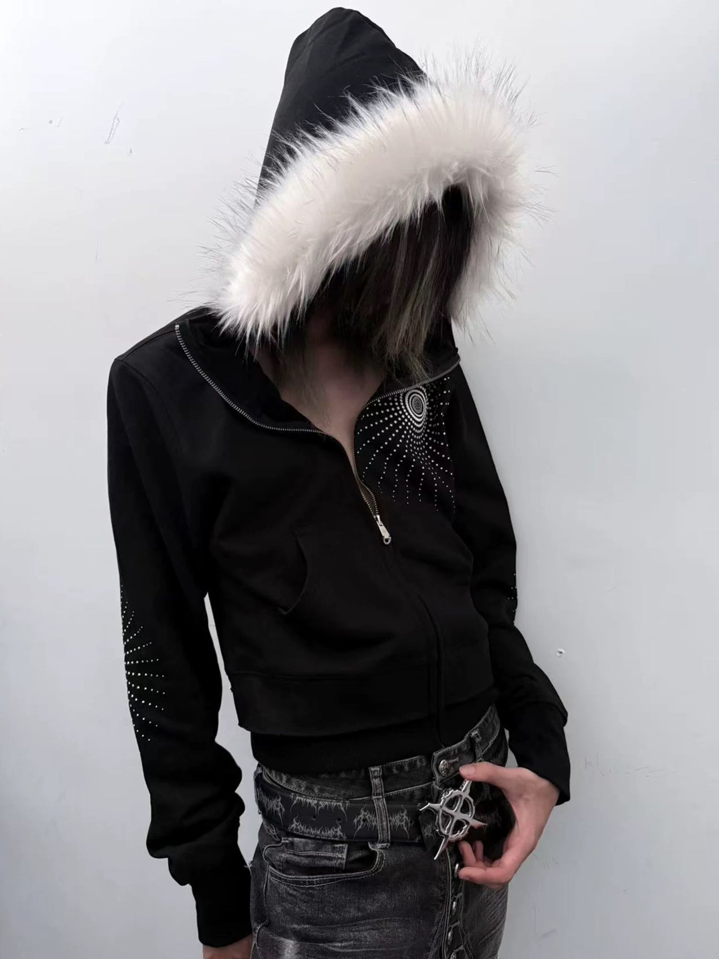 [PAIKI] Firework Faux Fur Hooded Jacket