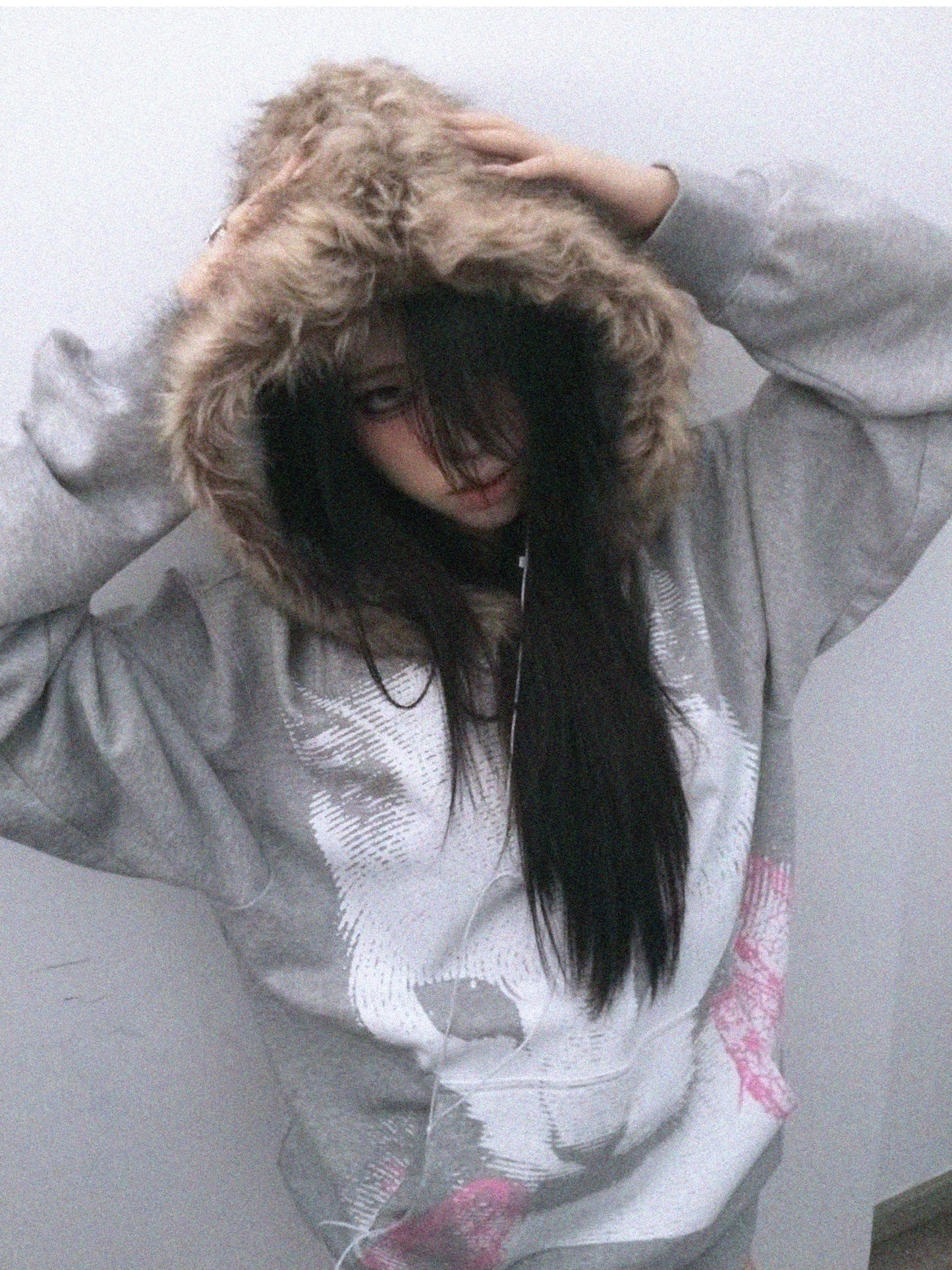 [PAIKI] Cat Faux Fur Hoodie