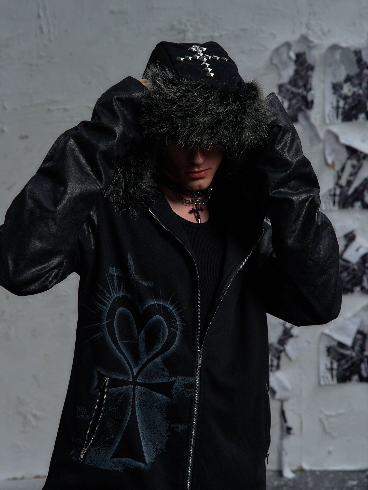 [PAIKI] Heart Cross Hooded Jacket