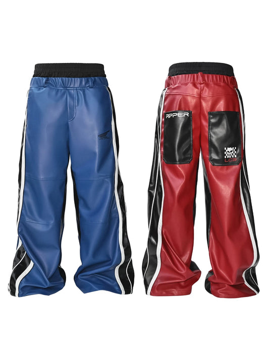 [LCE] 25AW Double Waist Racing Faux Leather Pants