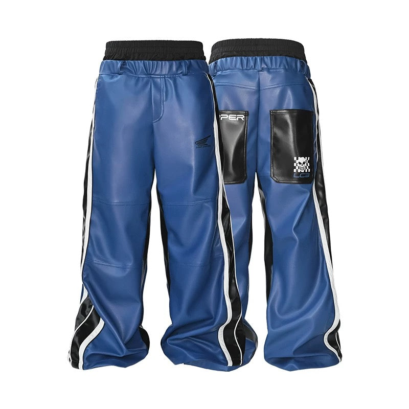 [LCE] 25AW Double Waist Racing Faux Leather Pants