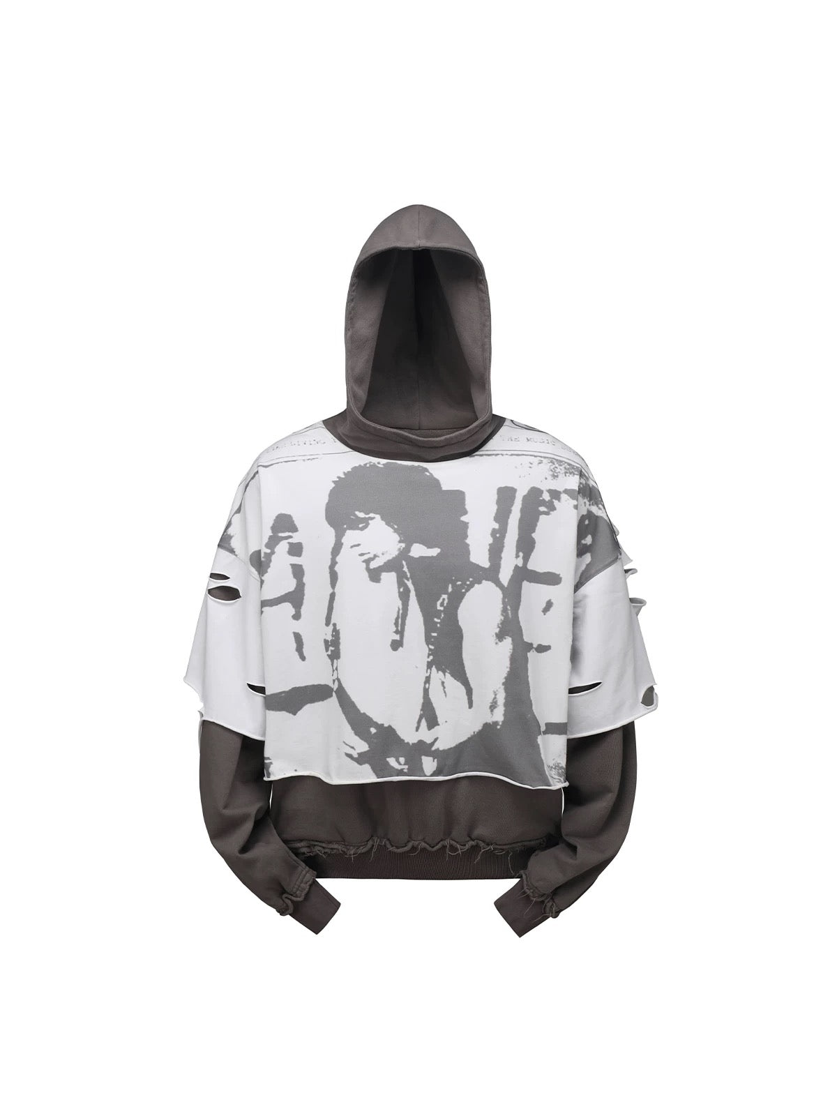[HAS2SONS] White Layered Hoodie