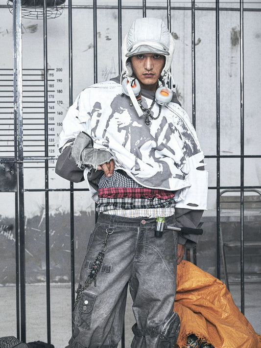 [HAS2SONS] White Layered Hoodie