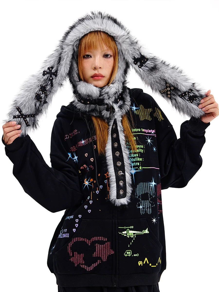 [CFIERCE] Big Grey Rabbit Hat
