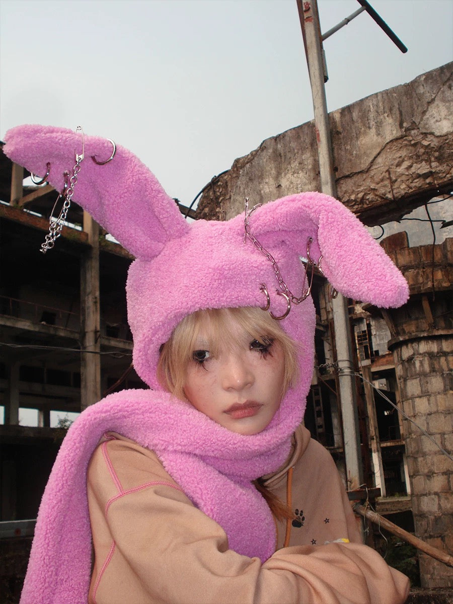 [CFIERCE] Rabbit Plush Scarf Hat 2 colour ways