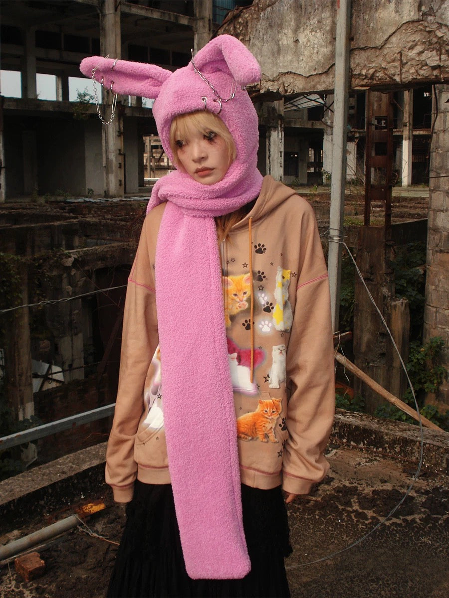 [CFIERCE] Rabbit Plush Scarf Hat 2 colour ways