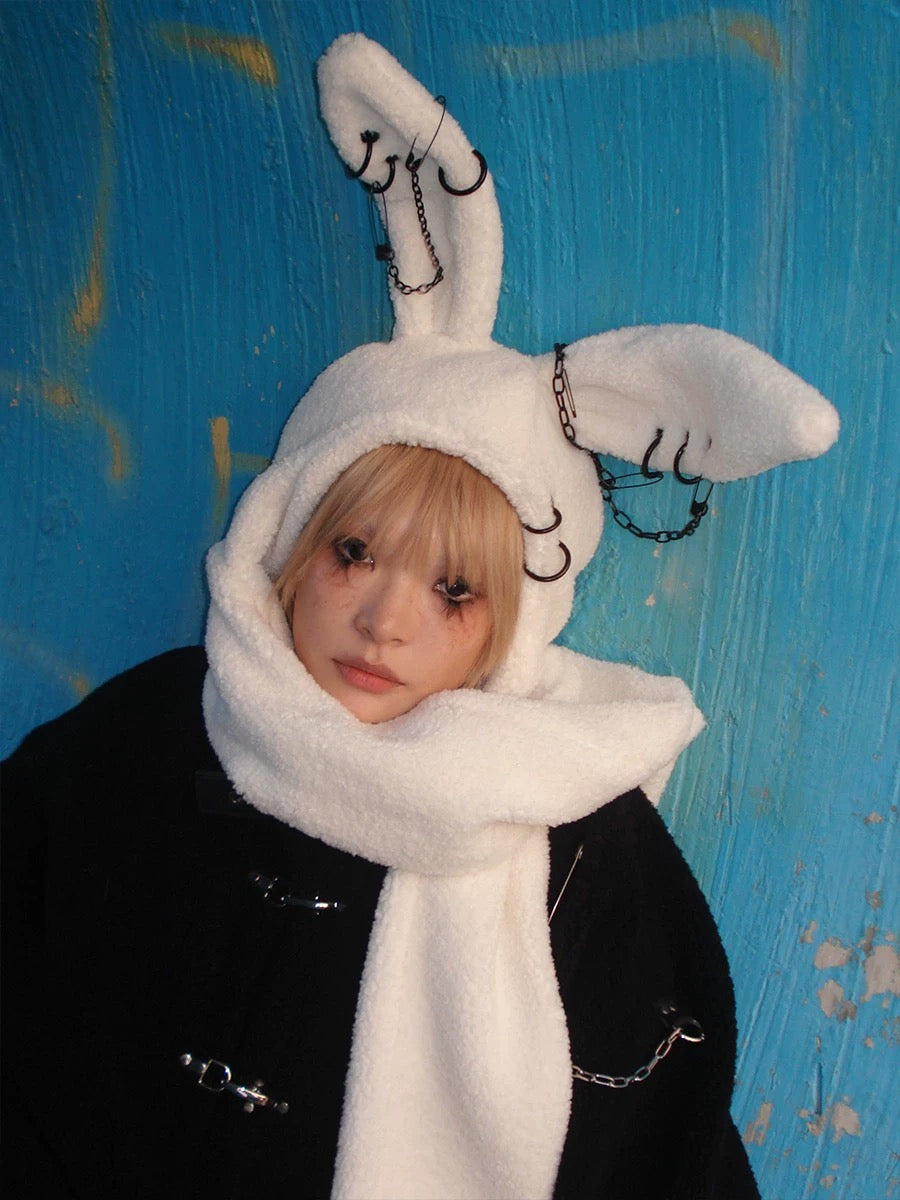 [CFIERCE] Rabbit Plush Scarf Hat 2 colour ways