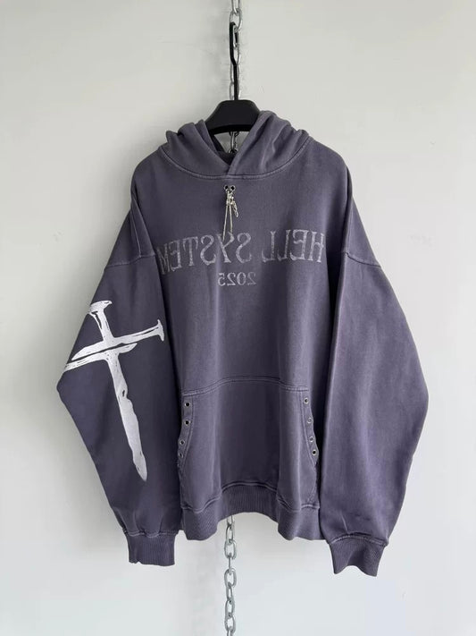 [Hell System] 25SS 380g Washed Cotton Loose Hoodie