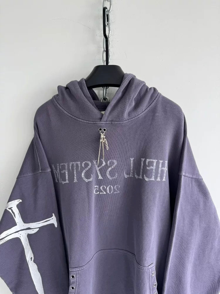 [Hell System] 25SS 380g Washed Cotton Loose Hoodie