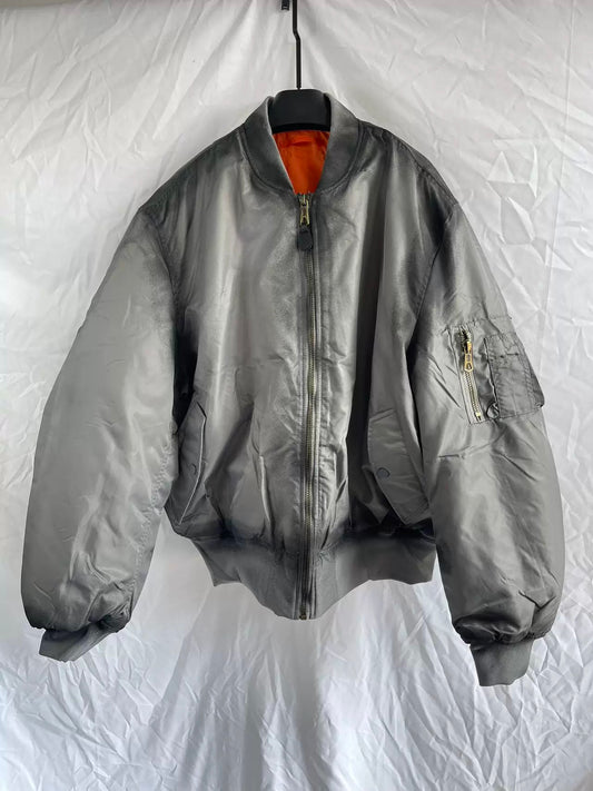 [Hell System] Short Wide Cotton Bomber Jacket