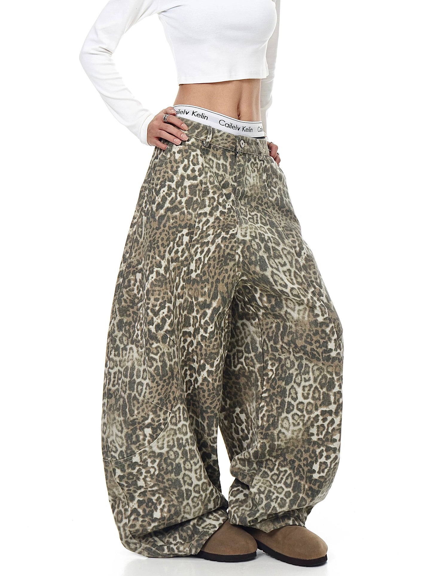 [ZPXO Select] Leopard Baggy Denim Pants