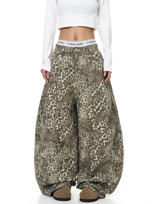 [ZPXO Select] Leopard Baggy Denim Pants