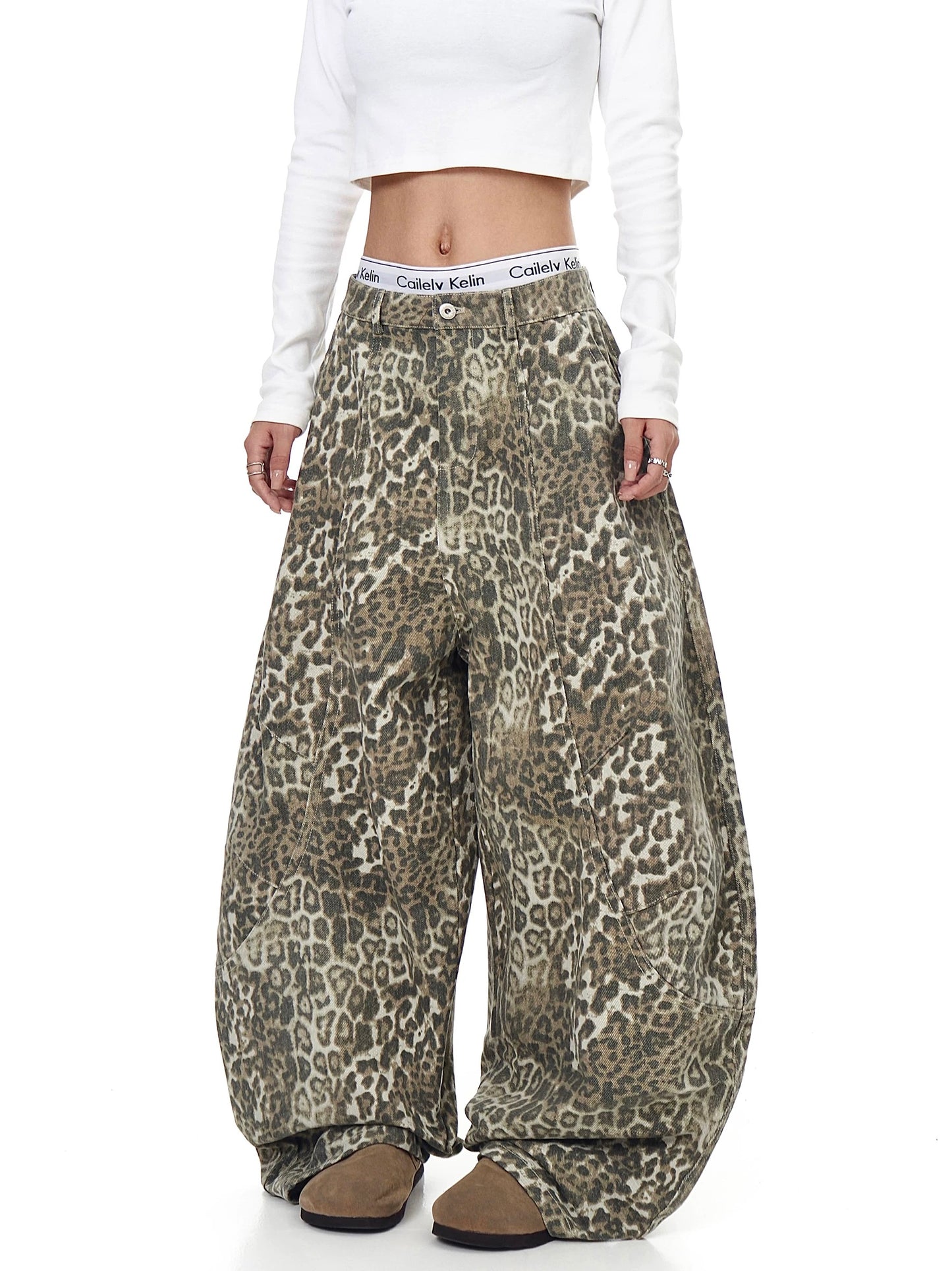 [ZPXO Select] Leopard Baggy Denim Pants
