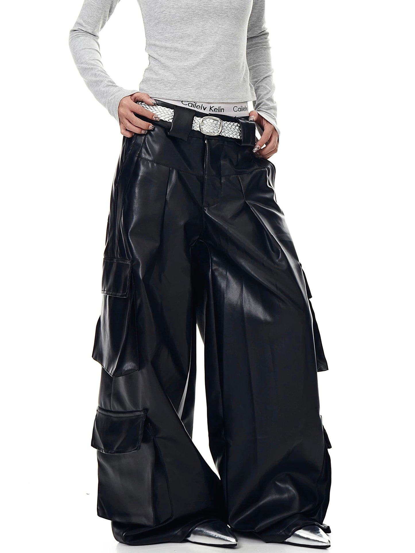 [ZPXO Select] Faux Leather Cargo Pants