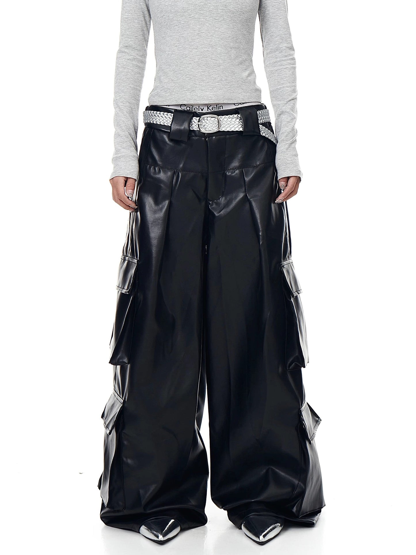 [ZPXO Select] Faux Leather Cargo Pants