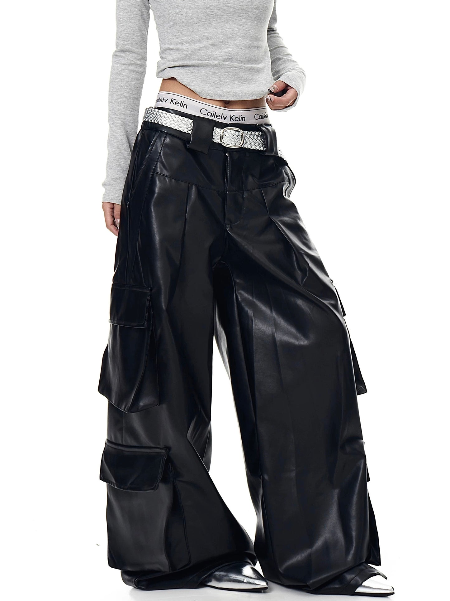[ZPXO Select] Faux Leather Cargo Pants