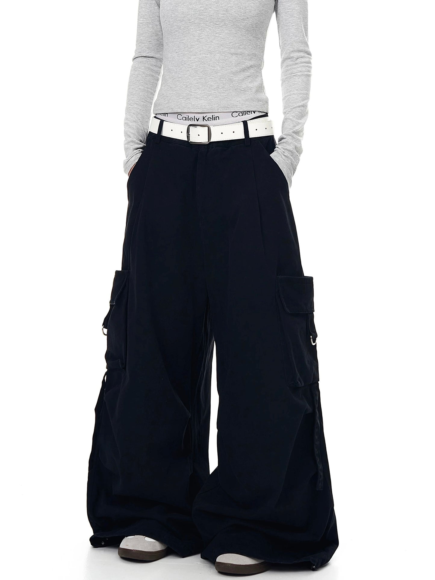 [ZPXO Select] English Letter Print Wide-Leg Pants