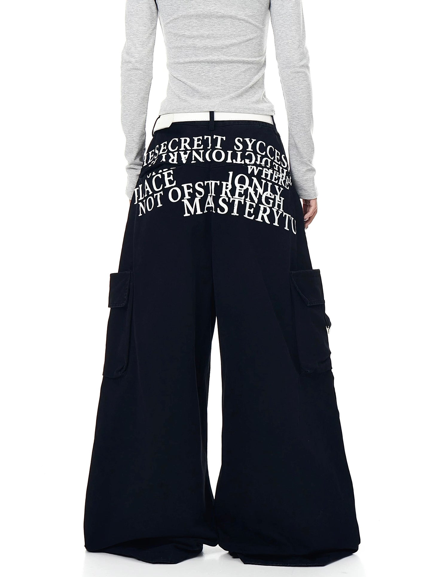 [ZPXO Select] English Letter Print Wide-Leg Pants
