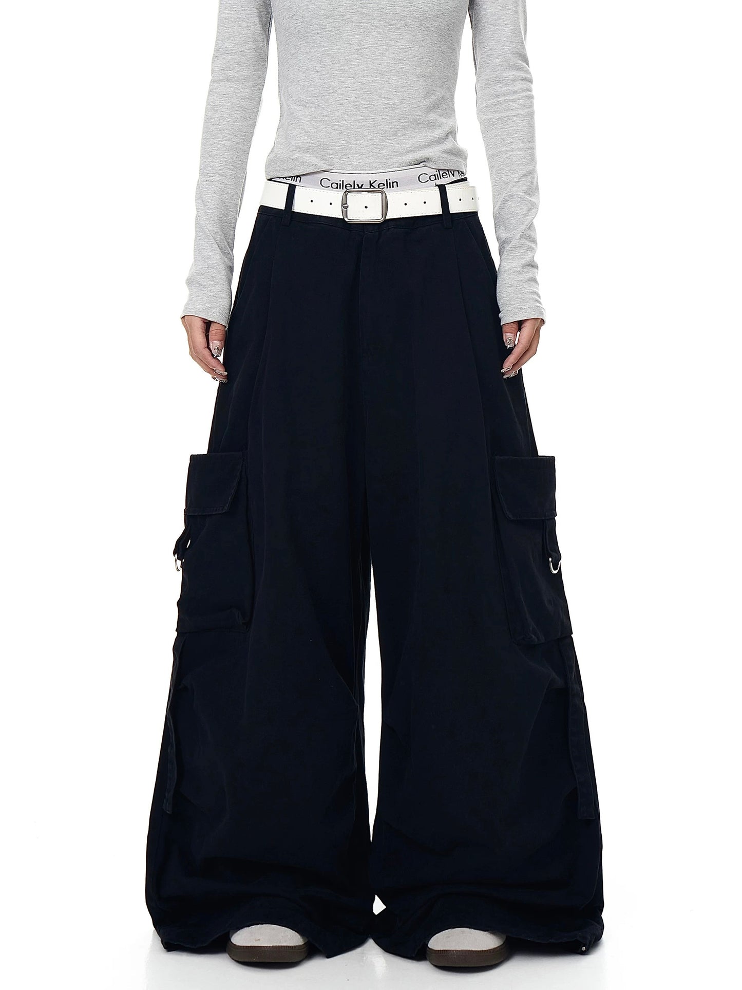 [ZPXO Select] English Letter Print Wide-Leg Pants