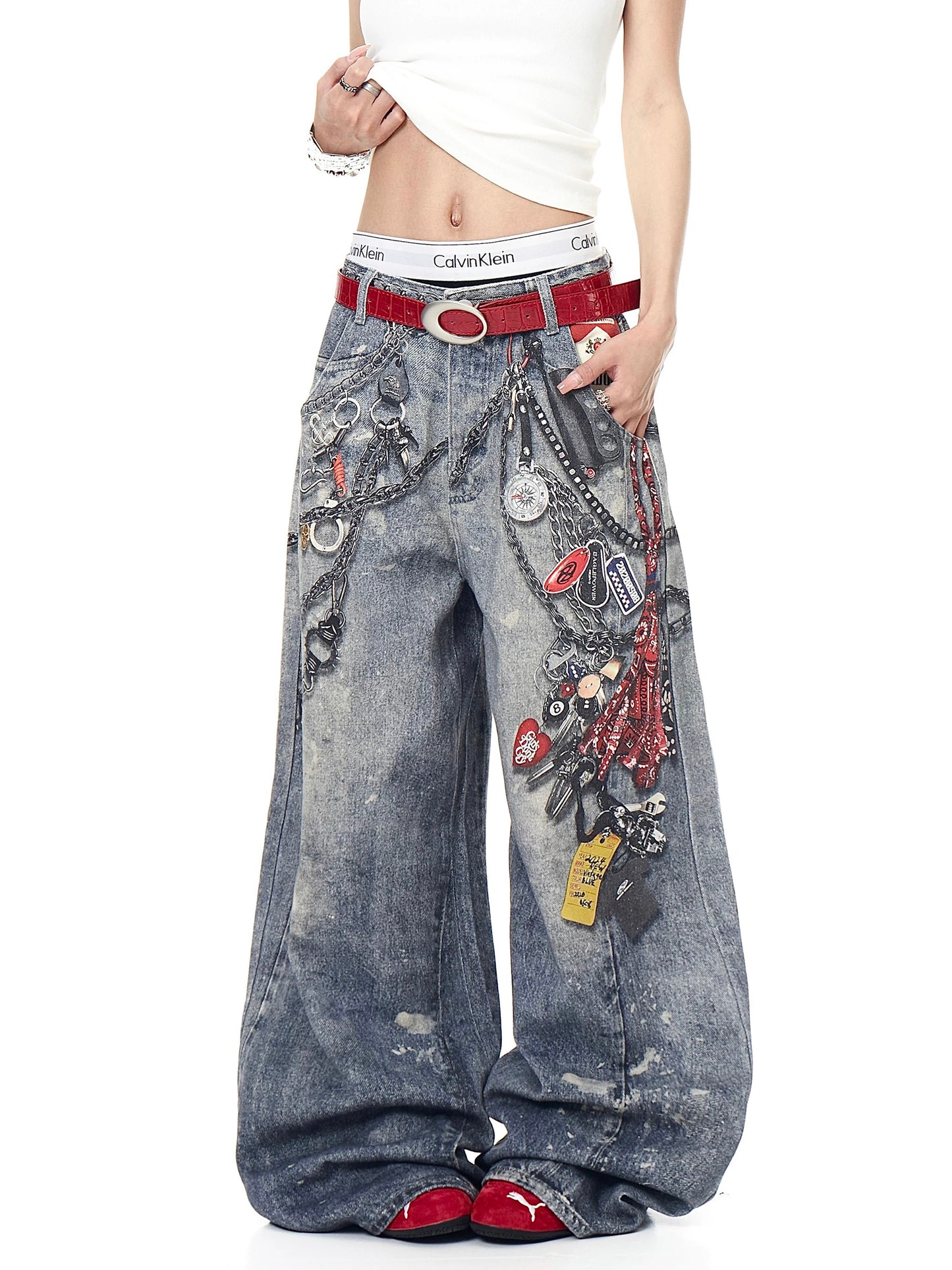 [ZPXO Select] 3D Chain Print Jeans
