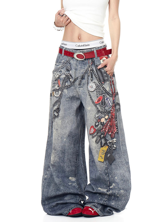 [ZPXO Select] 3D Chain Print Jeans