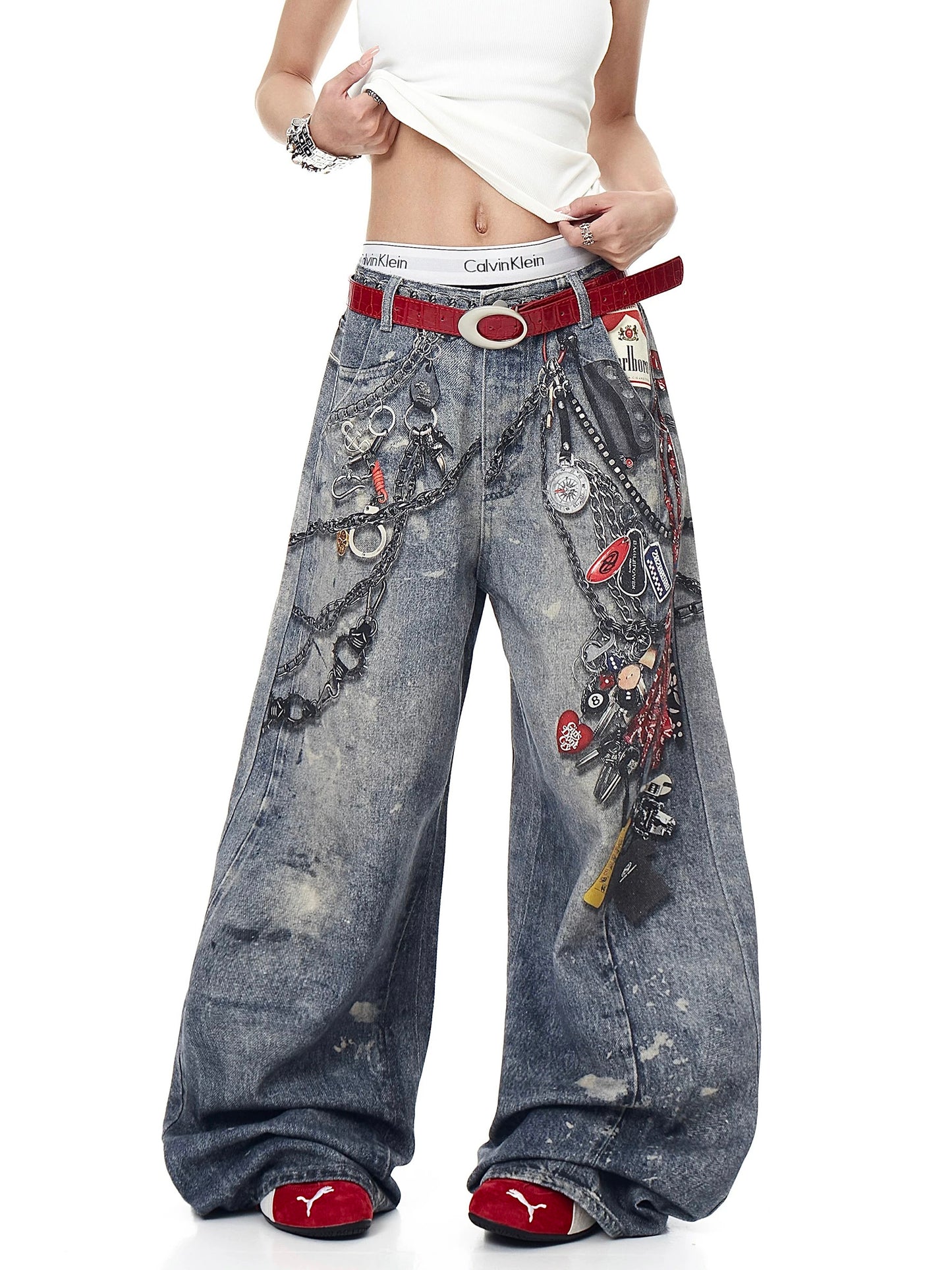 [ZPXO Select] 3D Chain Print Jeans
