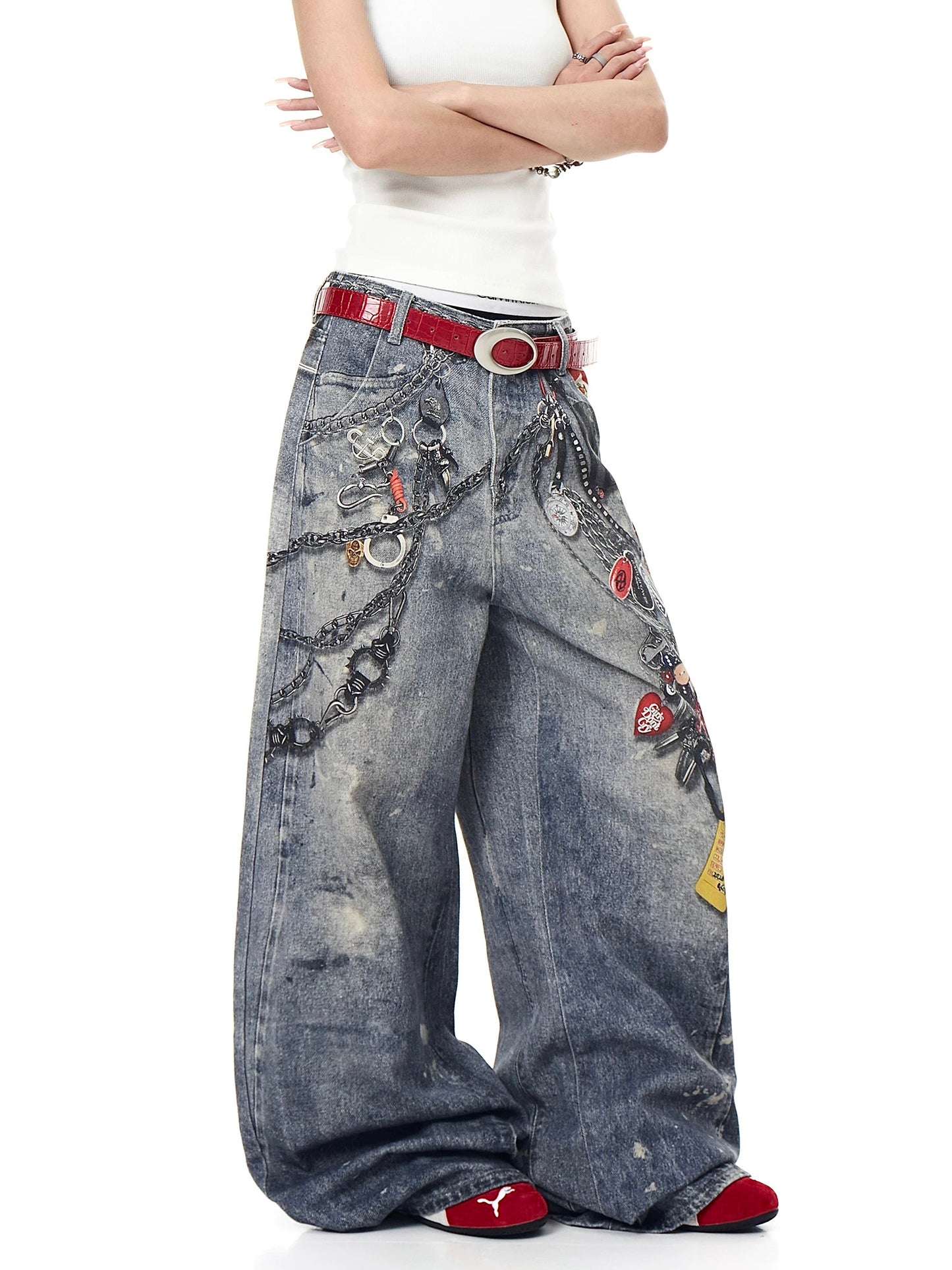 [ZPXO Select] 3D Chain Print Jeans