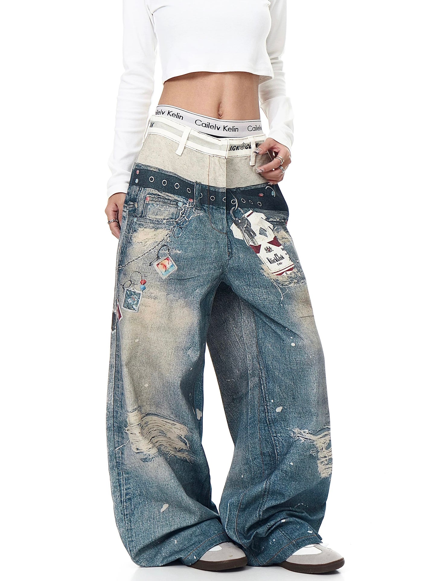[ZPXO Select] 3D Printed Double Waistband Jeans