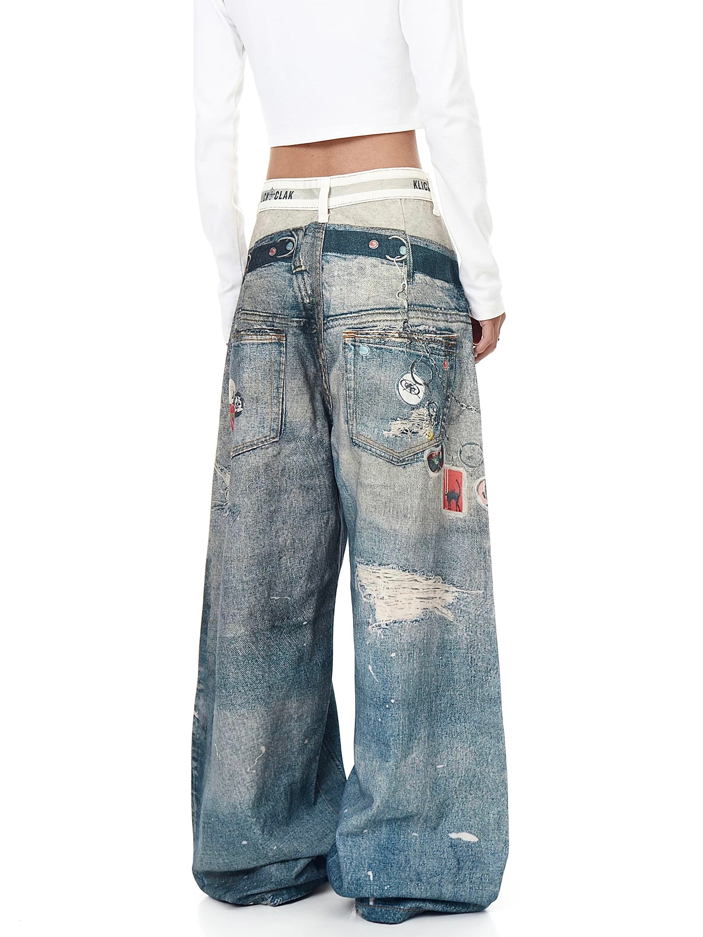 [ZPXO Select] 3D Printed Double Waistband Jeans