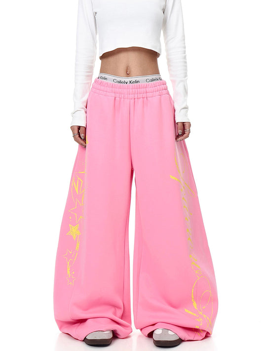 [ZPXO Select] Hot Girl Letter Print Pink Sweatpants