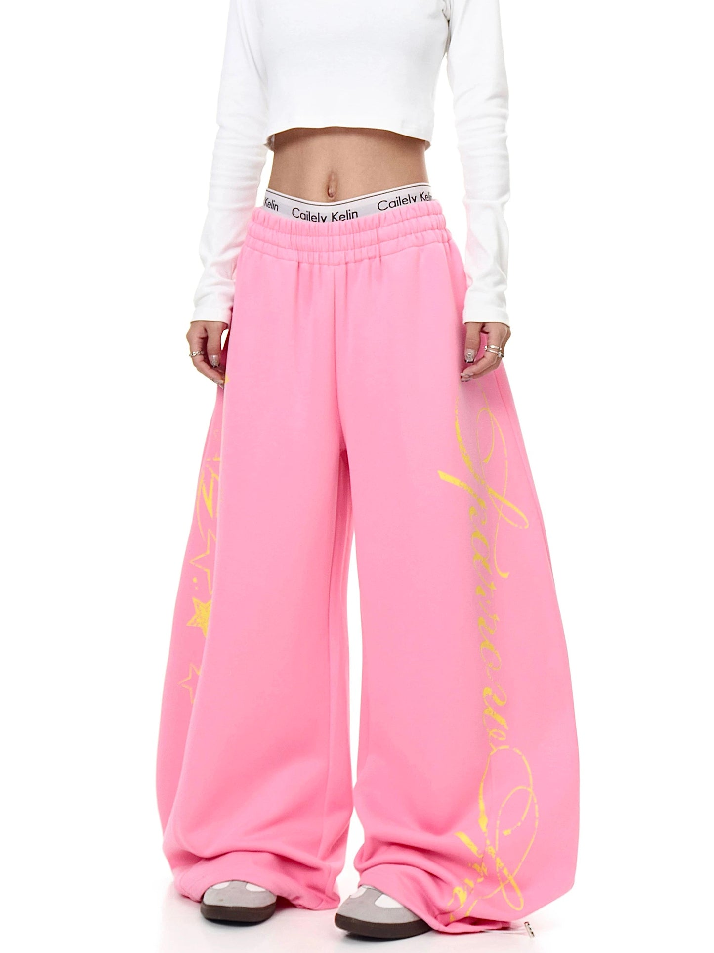 [ZPXO Select] Hot Girl Letter Print Pink Sweatpants