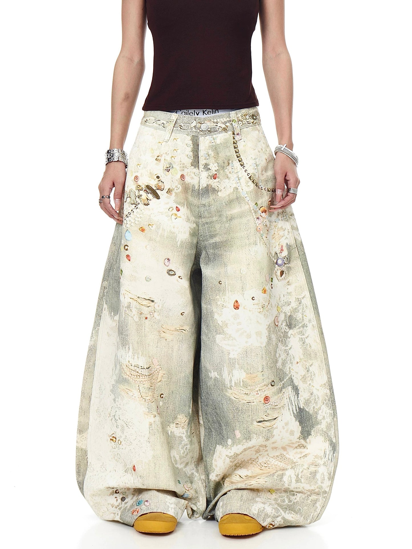 [ZPXO Select] 3D Printed Jewelry Distressed Jeans