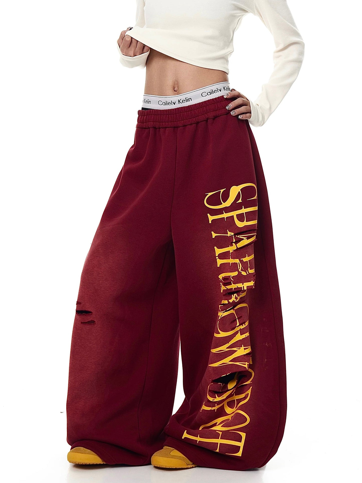 [ZPXO Select] American Retro Distressed Gradient Sweatpants