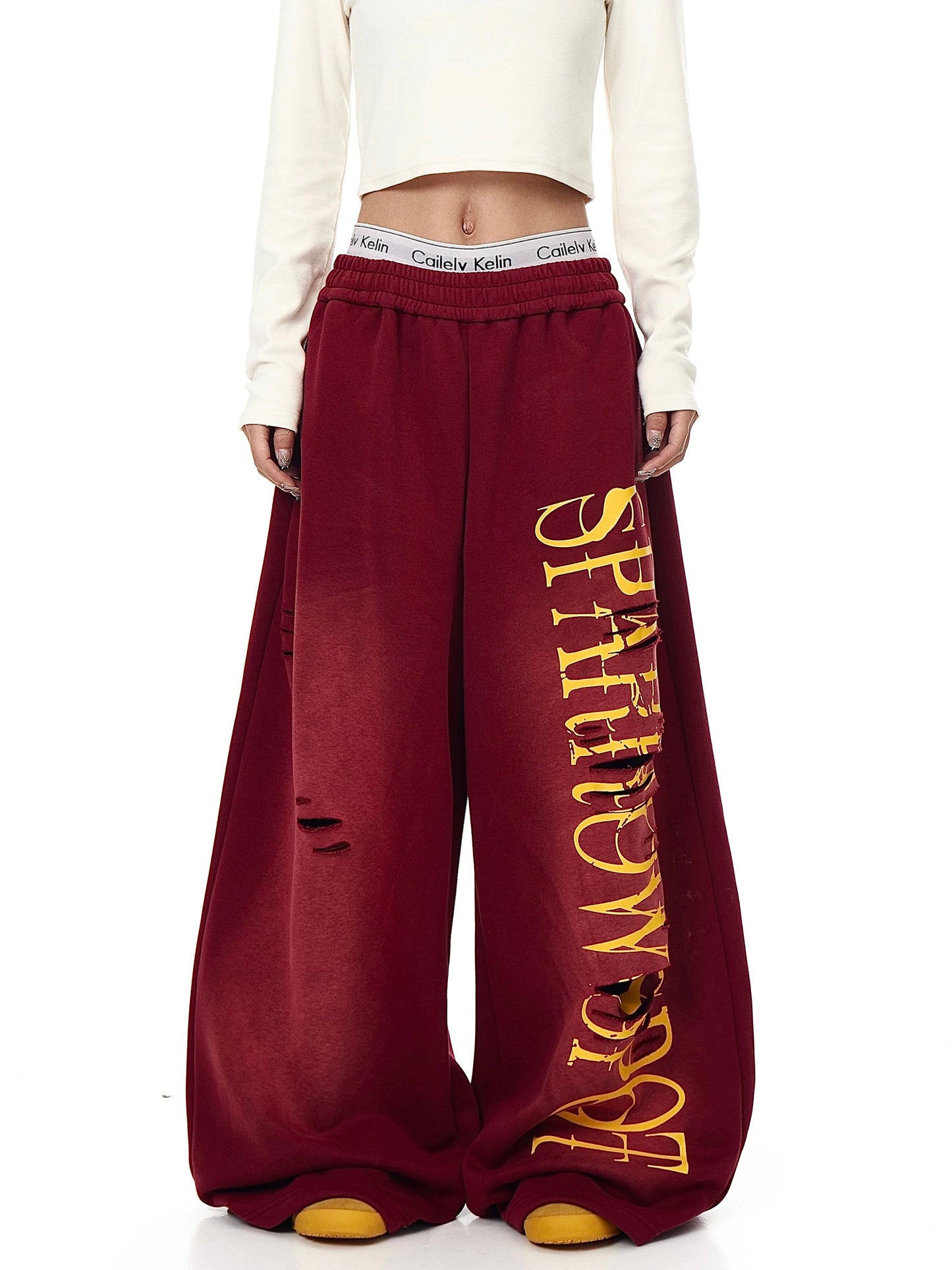 [ZPXO Select] American Retro Distressed Gradient Sweatpants
