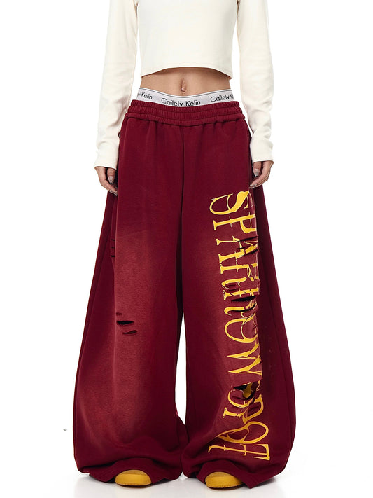 [ZPXO Select] American Retro Distressed Gradient Sweatpants