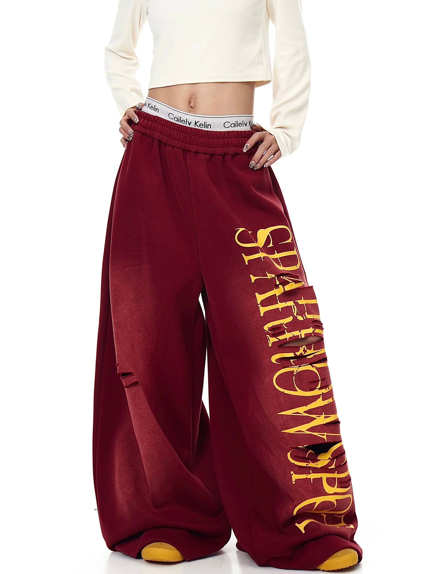 [ZPXO Select] American Retro Distressed Gradient Sweatpants