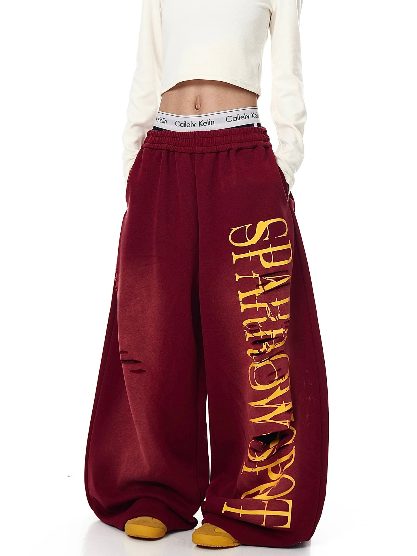 [ZPXO Select] American Retro Distressed Gradient Sweatpants
