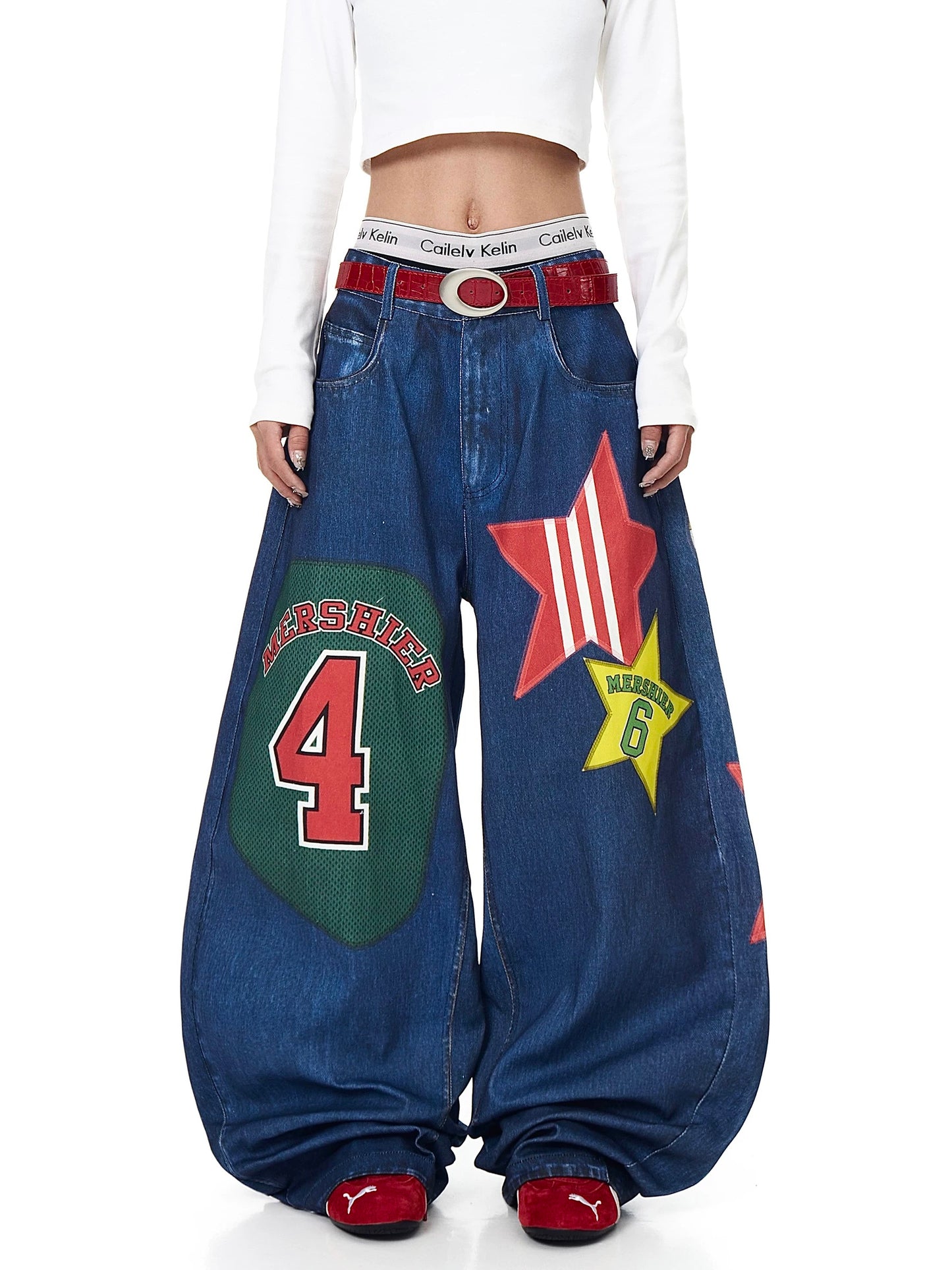 [ZPXO Select] American Retro Star Print Jeans