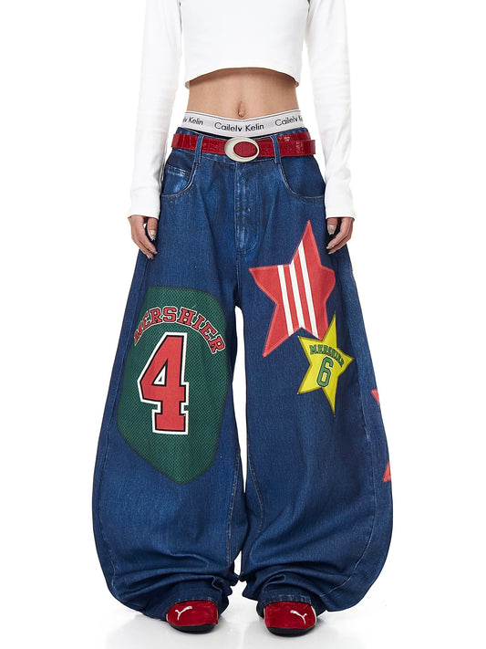 [ZPXO Select] American Retro Star Print Jeans