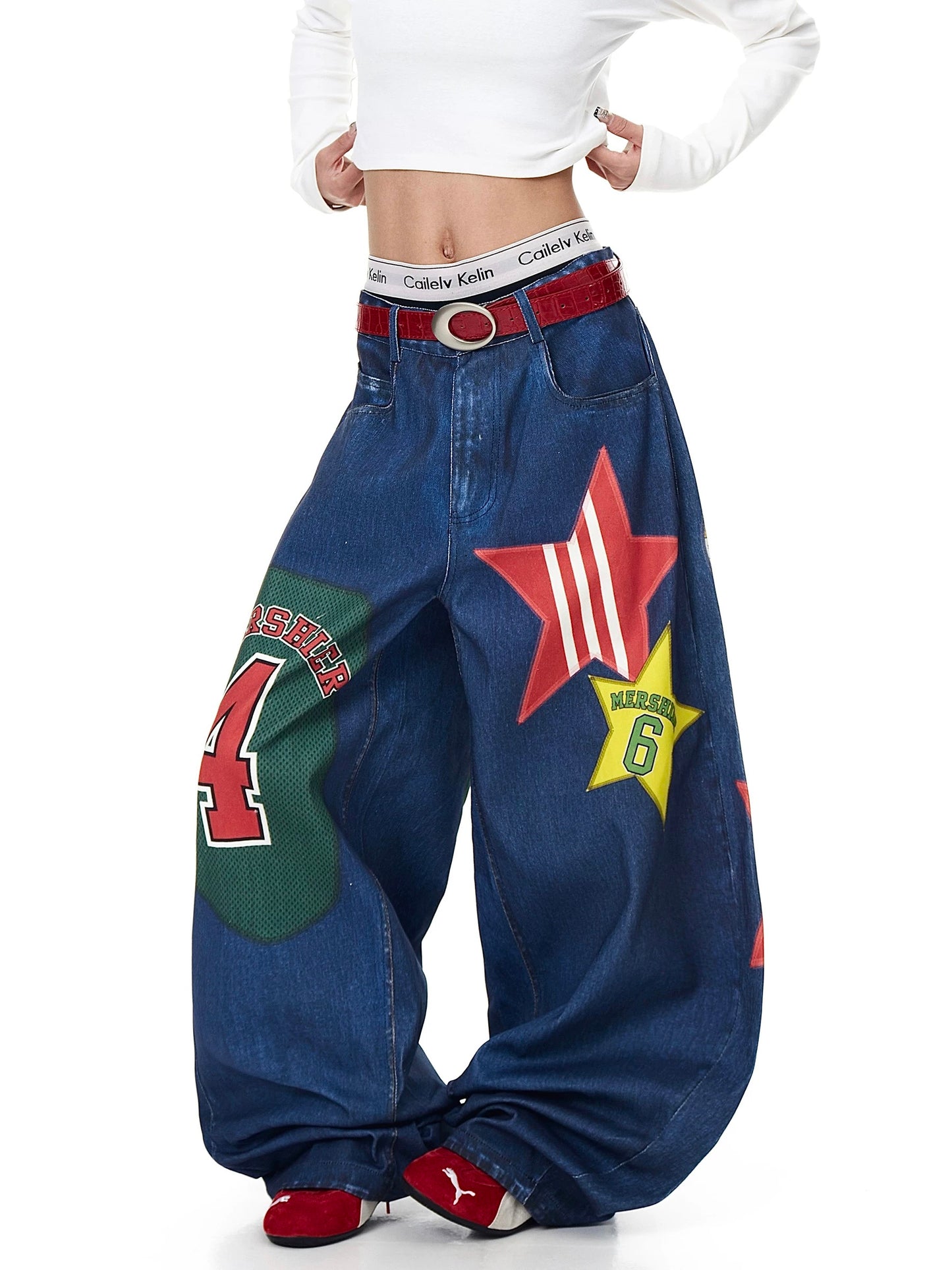 [ZPXO Select] American Retro Star Print Jeans
