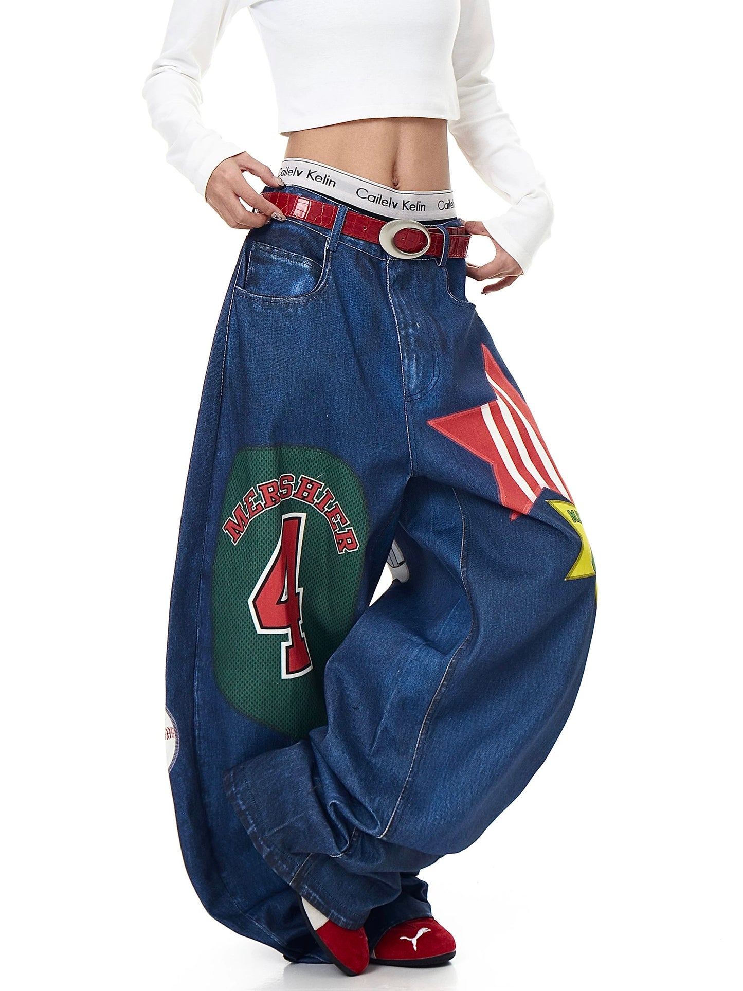 [ZPXO Select] American Retro Star Print Jeans