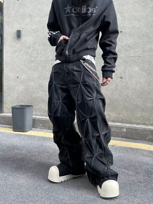 [ZPXO Select] Niche Pleated Design Loose Jeans