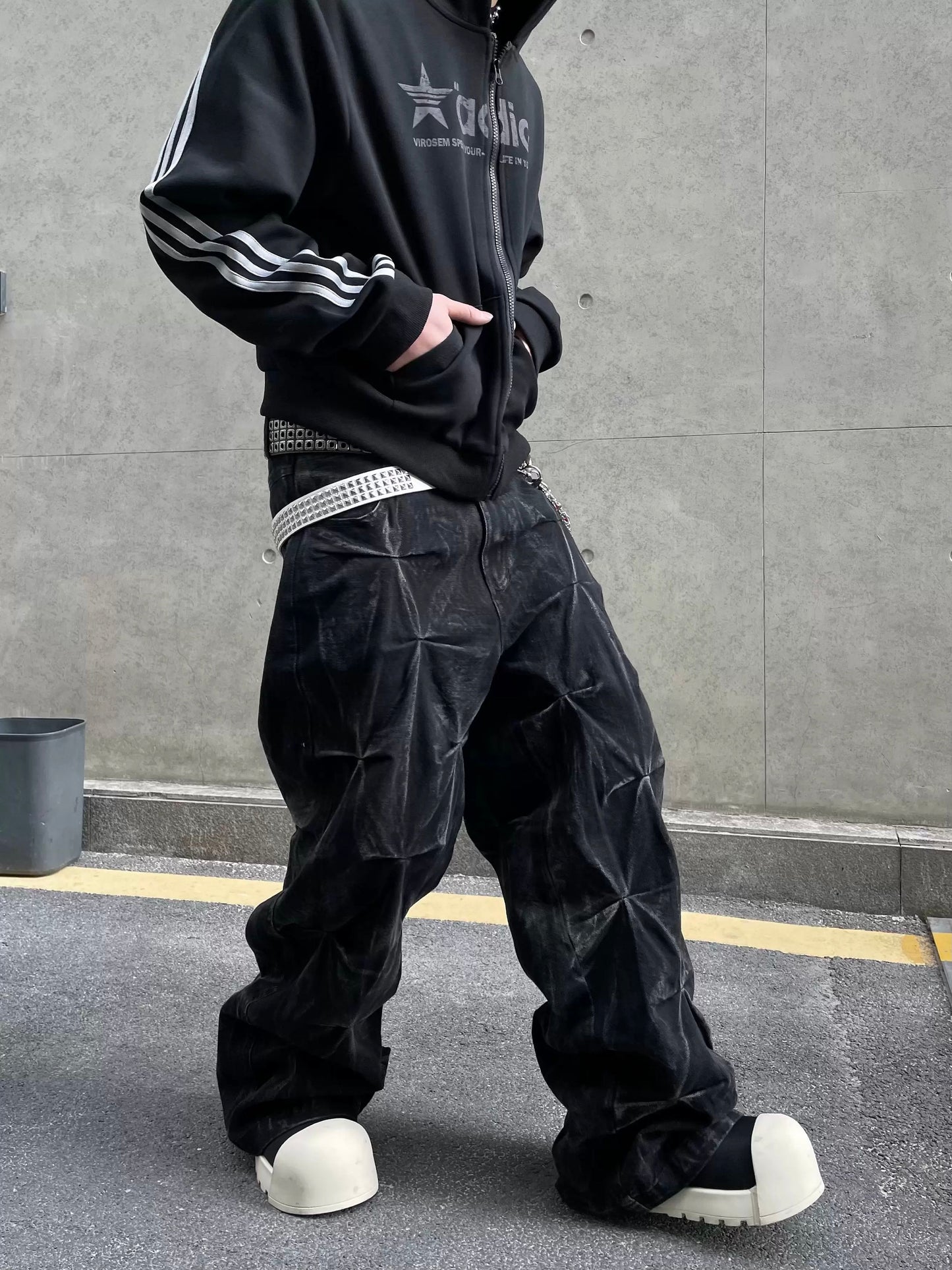 [ZPXO Select] Niche Pleated Design Loose Jeans