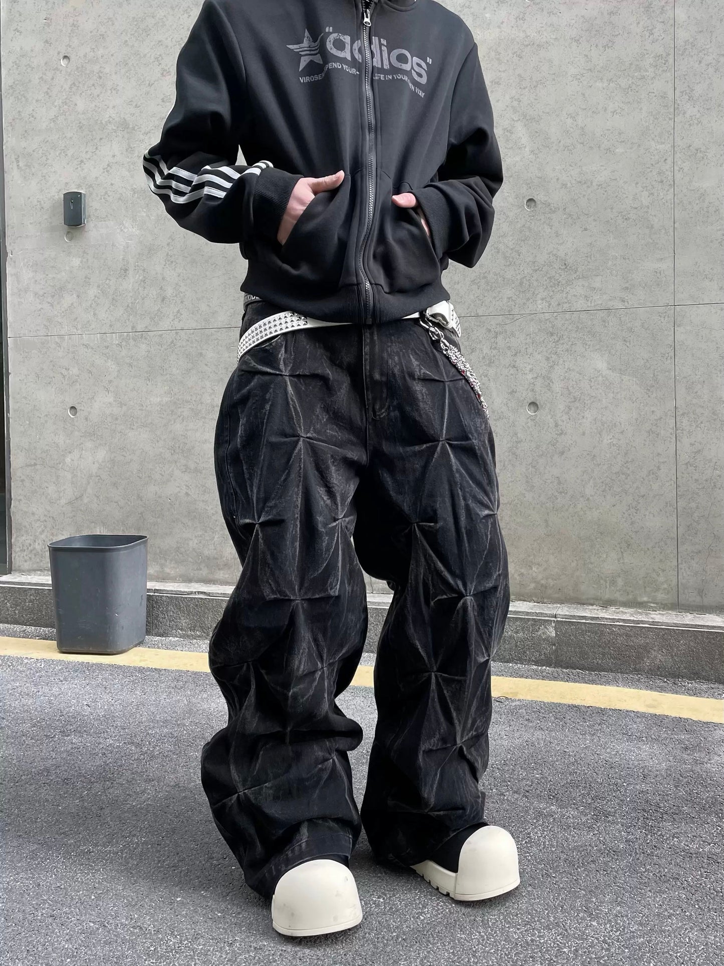 [ZPXO Select] Niche Pleated Design Loose Jeans