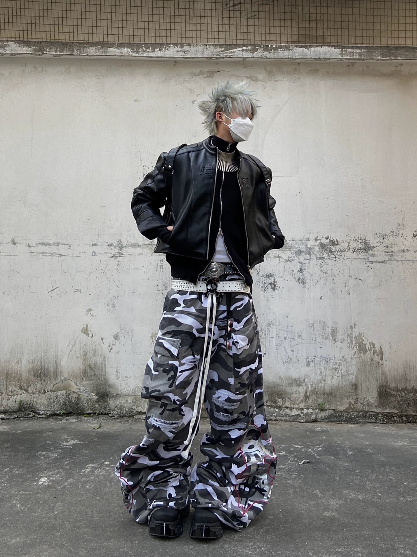 [RYE CHASIN] White Camo Cargo Trousers